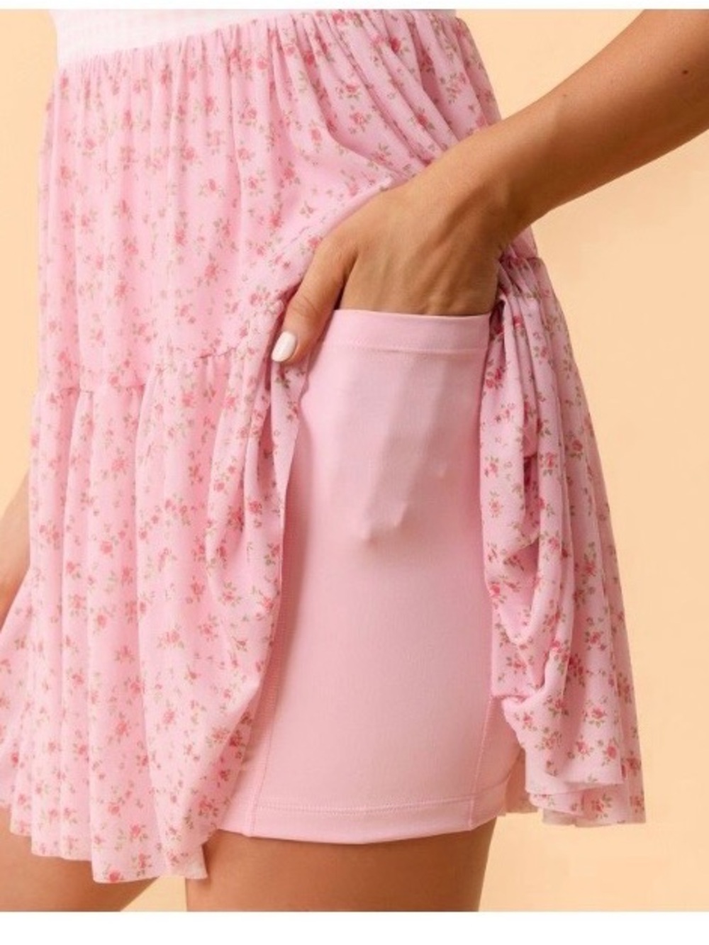 Women's Pink Floral Tiered Sundress - Picture 5 of 9
